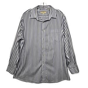 Tommy Bahama Long Sleeve Striped Button Front Dress Shirt White Blue Mens